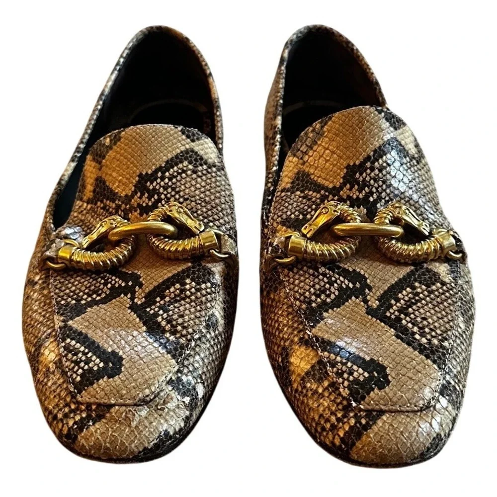 Tory Burch Jessa Snakeskin Embossed Leather Loafers Snakeskin Women's 7